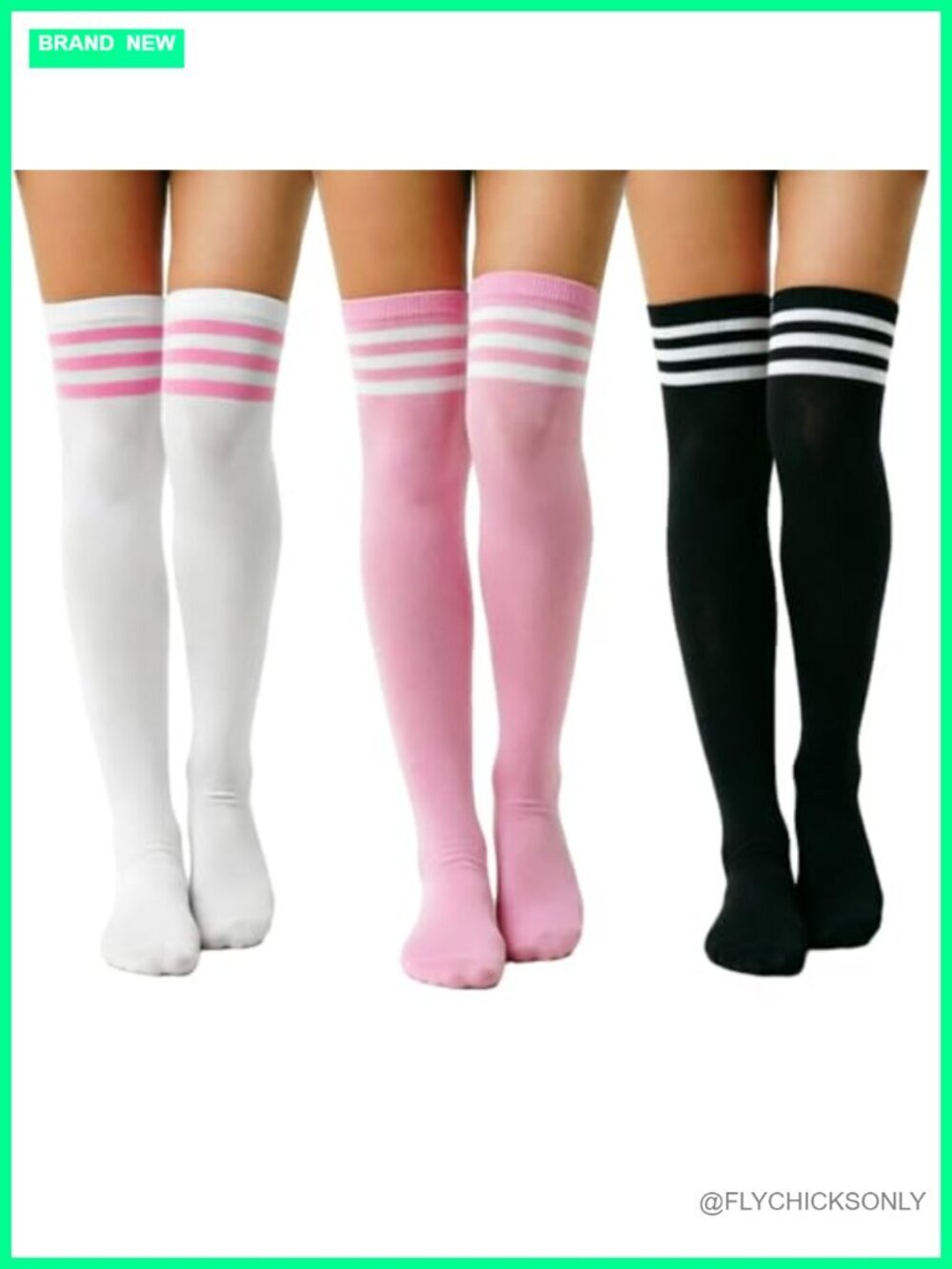 3 Pairs Thigh High Socks Striped Over Knee Stockings Leg Warmers